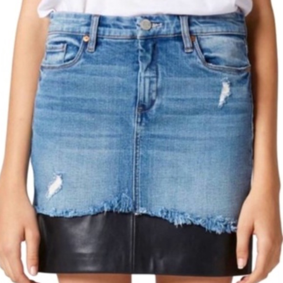 Blank NYC Denim & Faux Leather Mini Skirt NWT - Picture 1 of 7